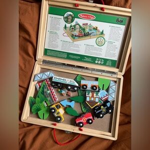 Wooden train play set